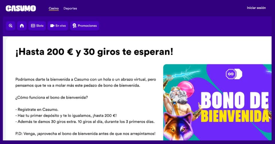 bono de bienvenida de casino Casumo