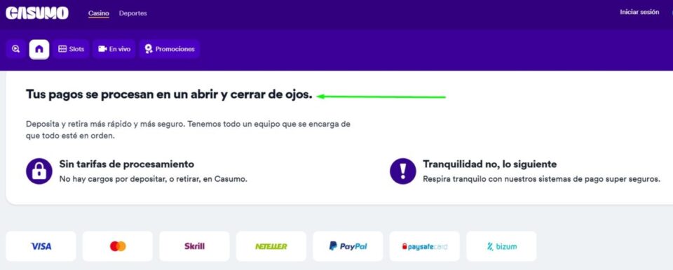 casumo casino retirada instantanea